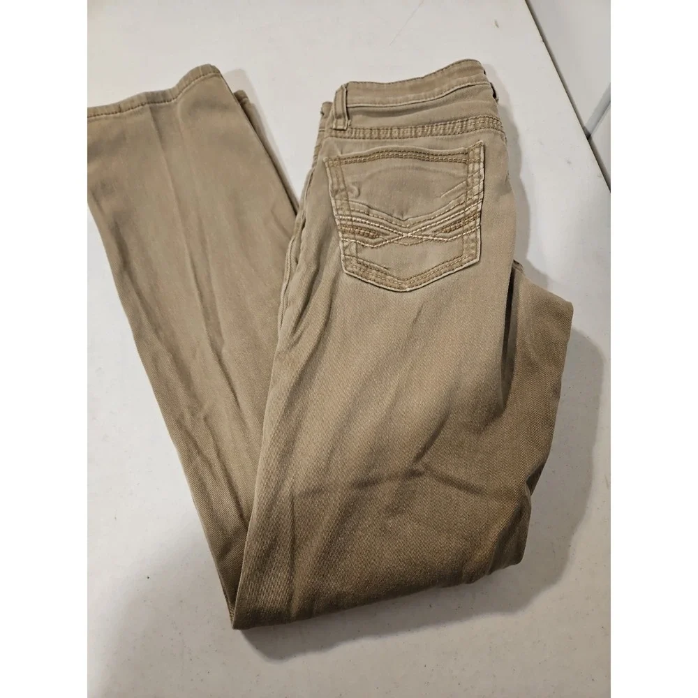BKE Jake Straight Leg Jeans Mens 29L Brown Denim Stretch Waist Buckle BKE (1787